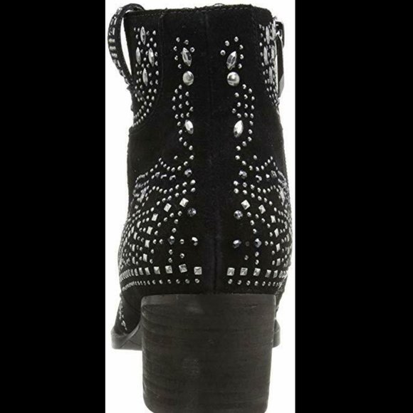 Fergie Elis Studded Black Suede Block Heel Booties SOLD - Picture 4 of 10